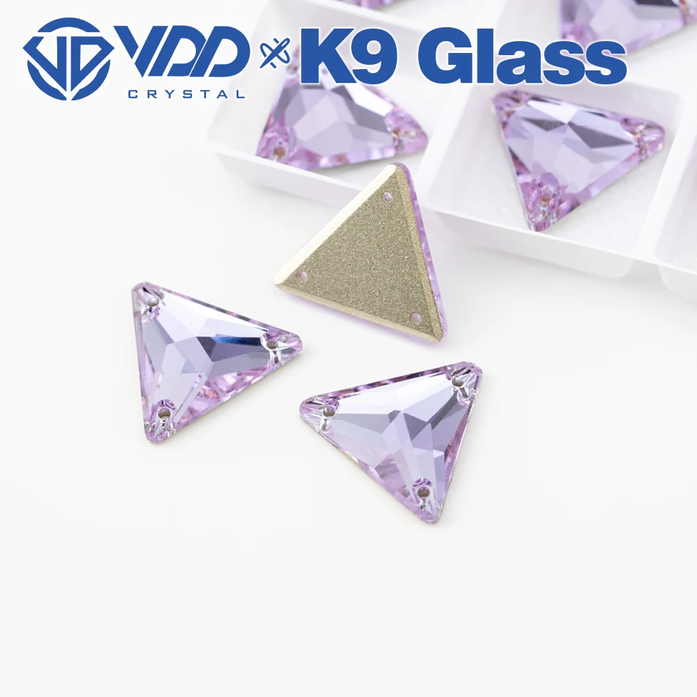 

VDD S122 фиолетовый треугольник AAAAA, высокое качество, стекло K9, пришивные стразы, кристаллы с плоской задней частью, швейные камни для украшения одежды