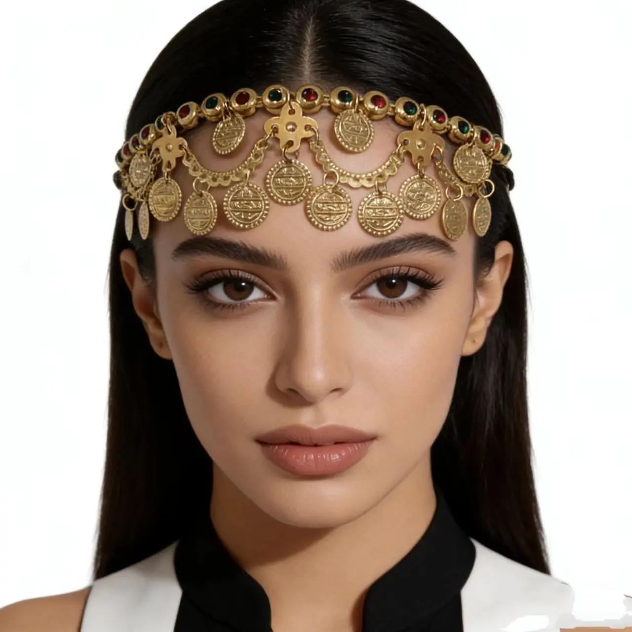 Retro Gold Hair Accessories Middle Eastern Style Ethnic Tassel Design Forehead Adornment for Daily Wear And Parties