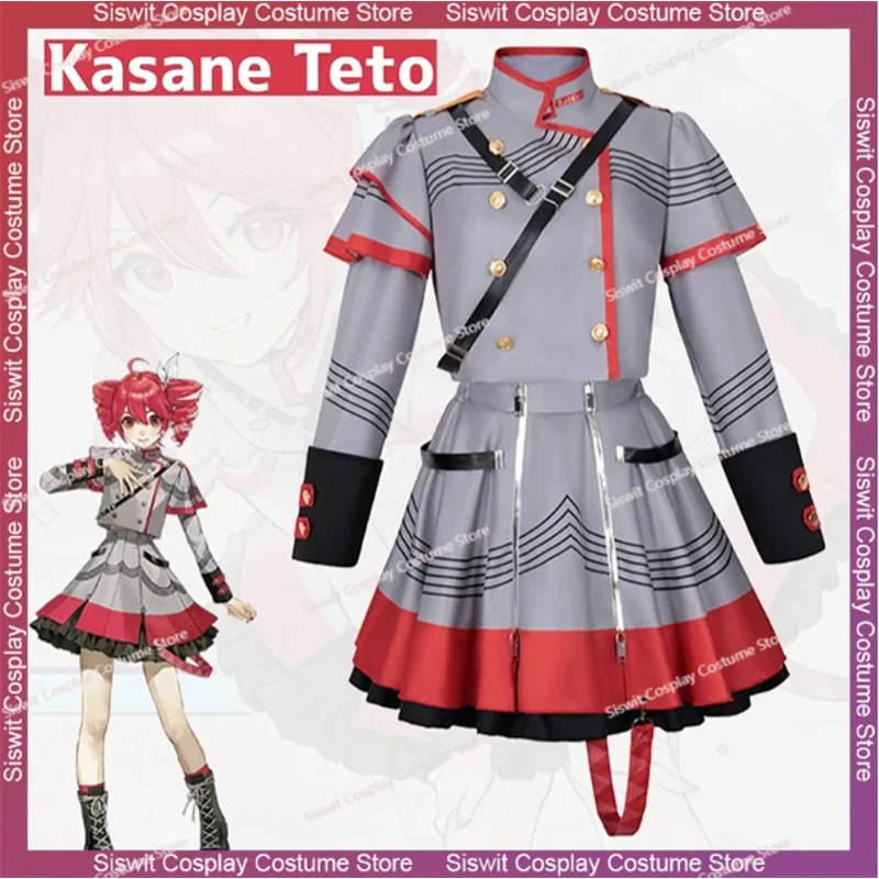 

Vtuber Synthesizer Kasane Teto Cosplay Costume Stage Uniform Clothing Accessories Full Set Anime Carnival Party Dress Up Girls