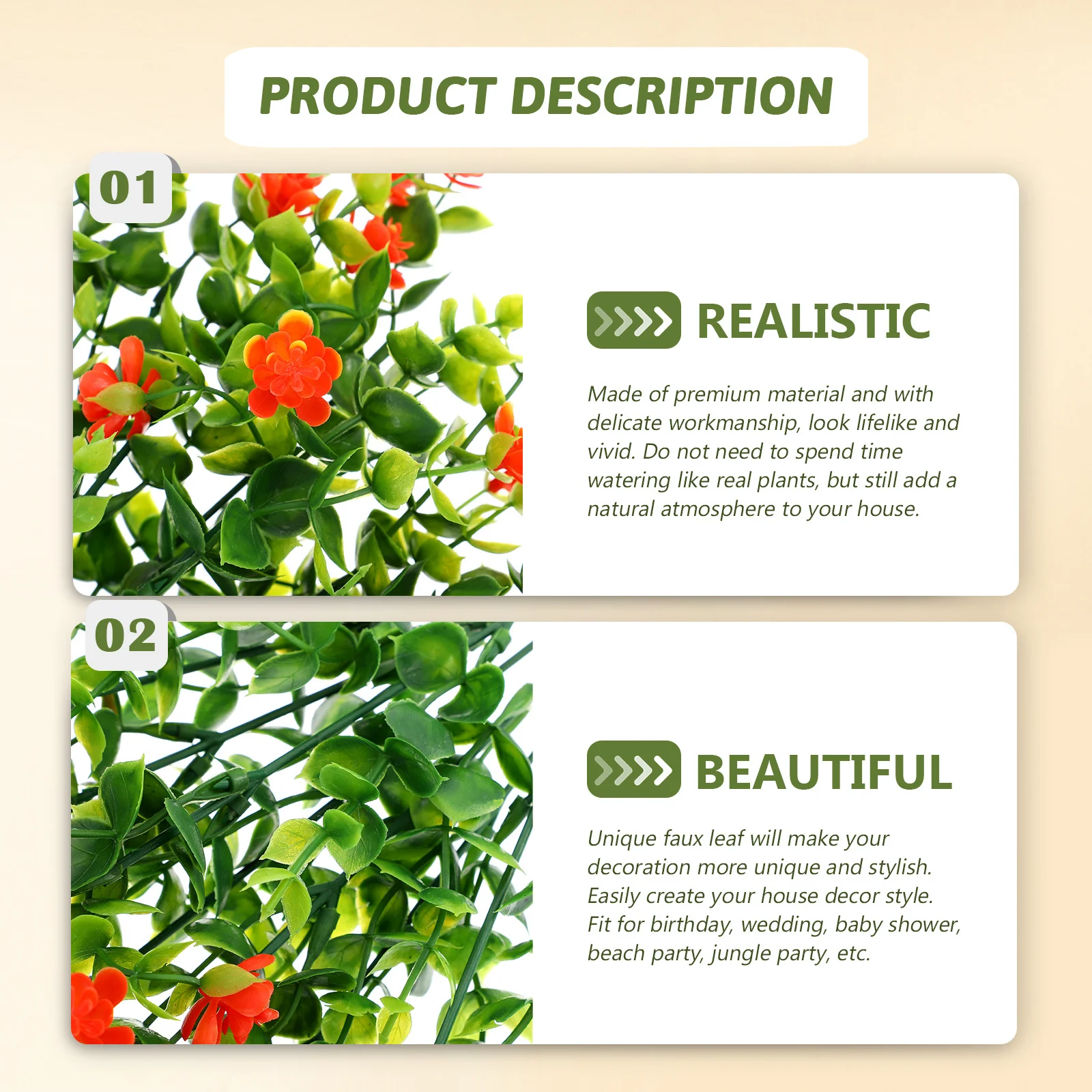 

6Pcs Fake Eucalyptus Leaves Decorative Artificial Green Plants Wedding Party Flower Arrangement Home Plant Decors Simulated