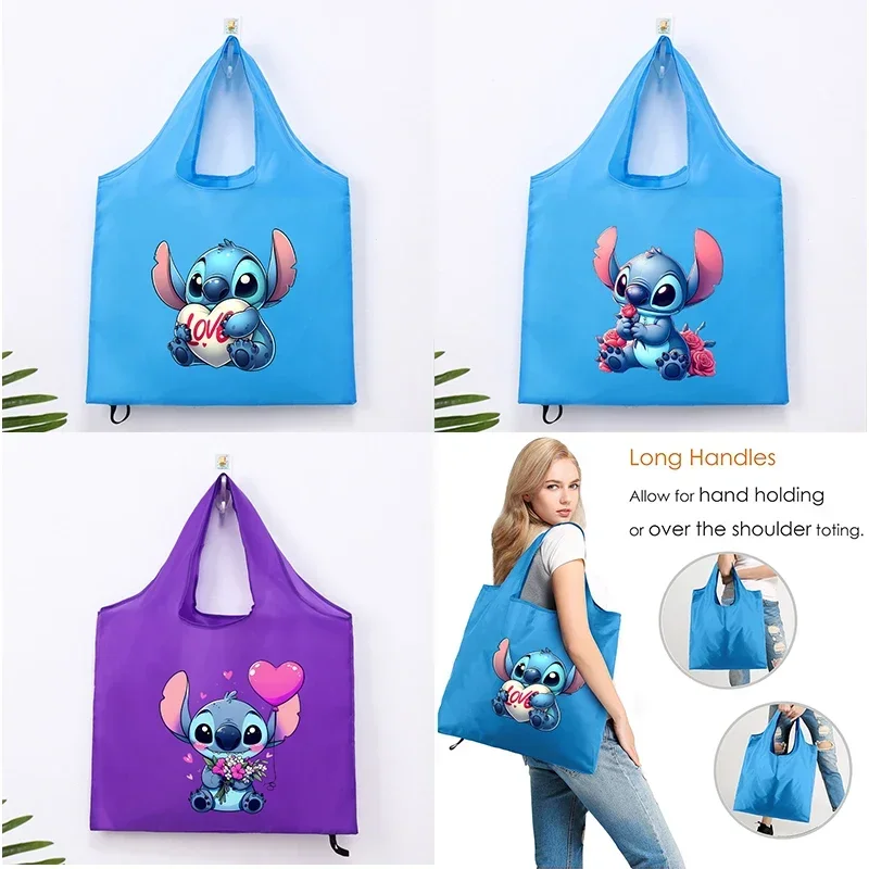 Lilo & Stitch Reusable Shopping Bag Disney Tote Bags Cartoon Anime Movie Derivative Peripherals Stylish Portable Large Capacity