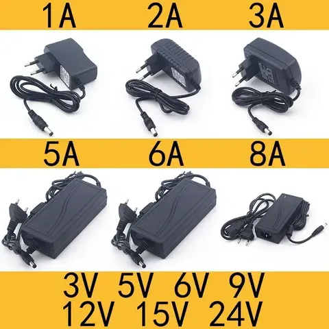 AC 110-240V DC3V 5V 6V 9V 12V 15V 24V 0.5A 1A 2A 3A 5A 6A 8A Universal Power Adapter Supply Charger Adapter EU US for LED Light