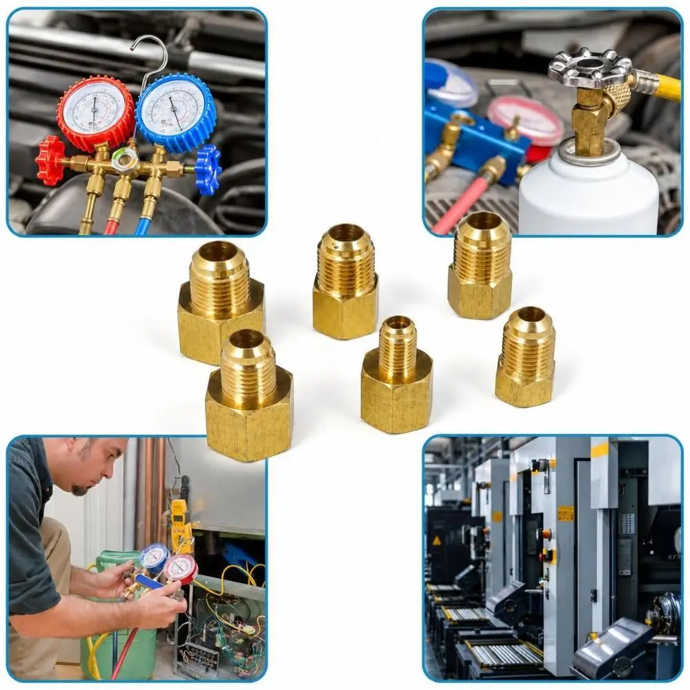 Adapeter 45-Degree SAE Brass Pipe Connector Female To Male 1/4 3/8 1/2 3/4 Inch Flare Fitting Refrigerant Joint