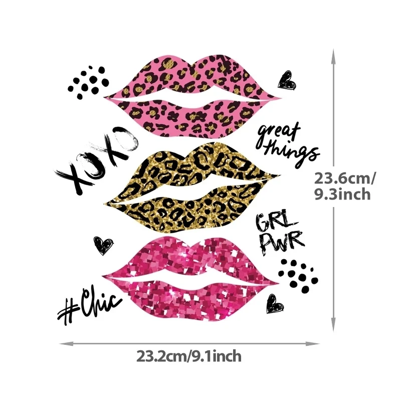 Sexy lips red kiss butterfly lip print DTF Thermo Sticker Decals Heat Transfer Clothes Clothing Crafts Ironing Diy Accessory