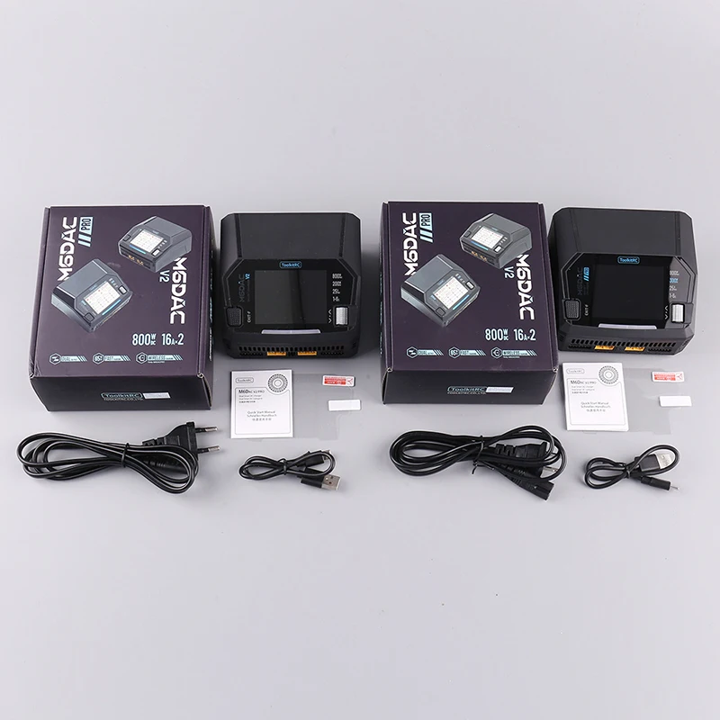 ToolkitRC M6DAC V2 Dual Channel 1-6S Lithium Battery Charger for RC Models Cars Boats DC800W AC200W High Power Charging Tool