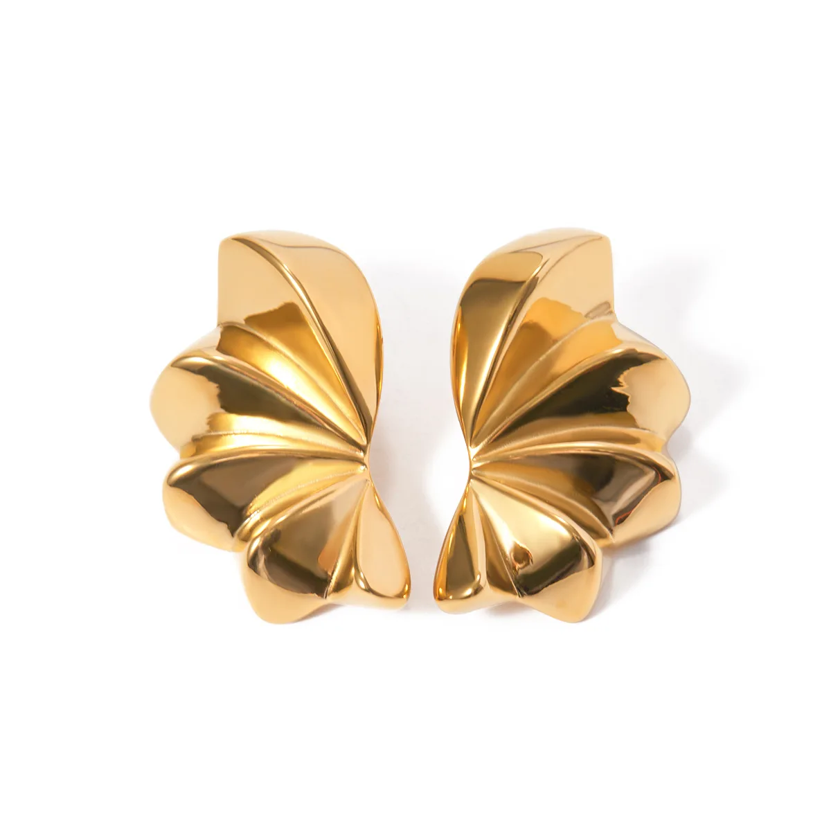 

Stainless Steel PVD 18K Gold Plated Tarnish Flower Leaves Stud Earrings For Woman Jewelry Wholesale Summer Trendy