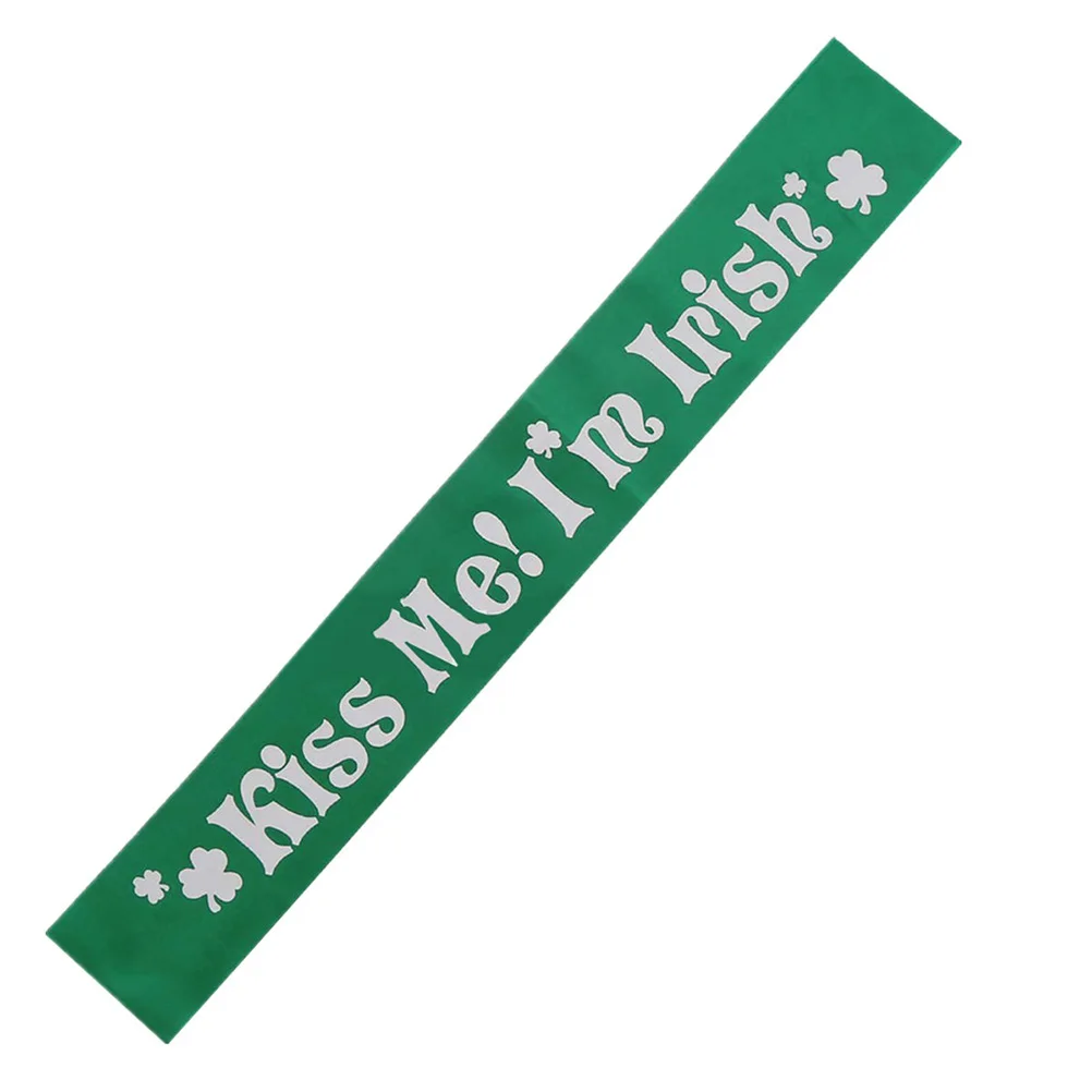 

5pcs Green Irish Party Sash Set Satin Comfortable White Letter Printing One Size St Patrick Day Accessory Theme Fun Guests
