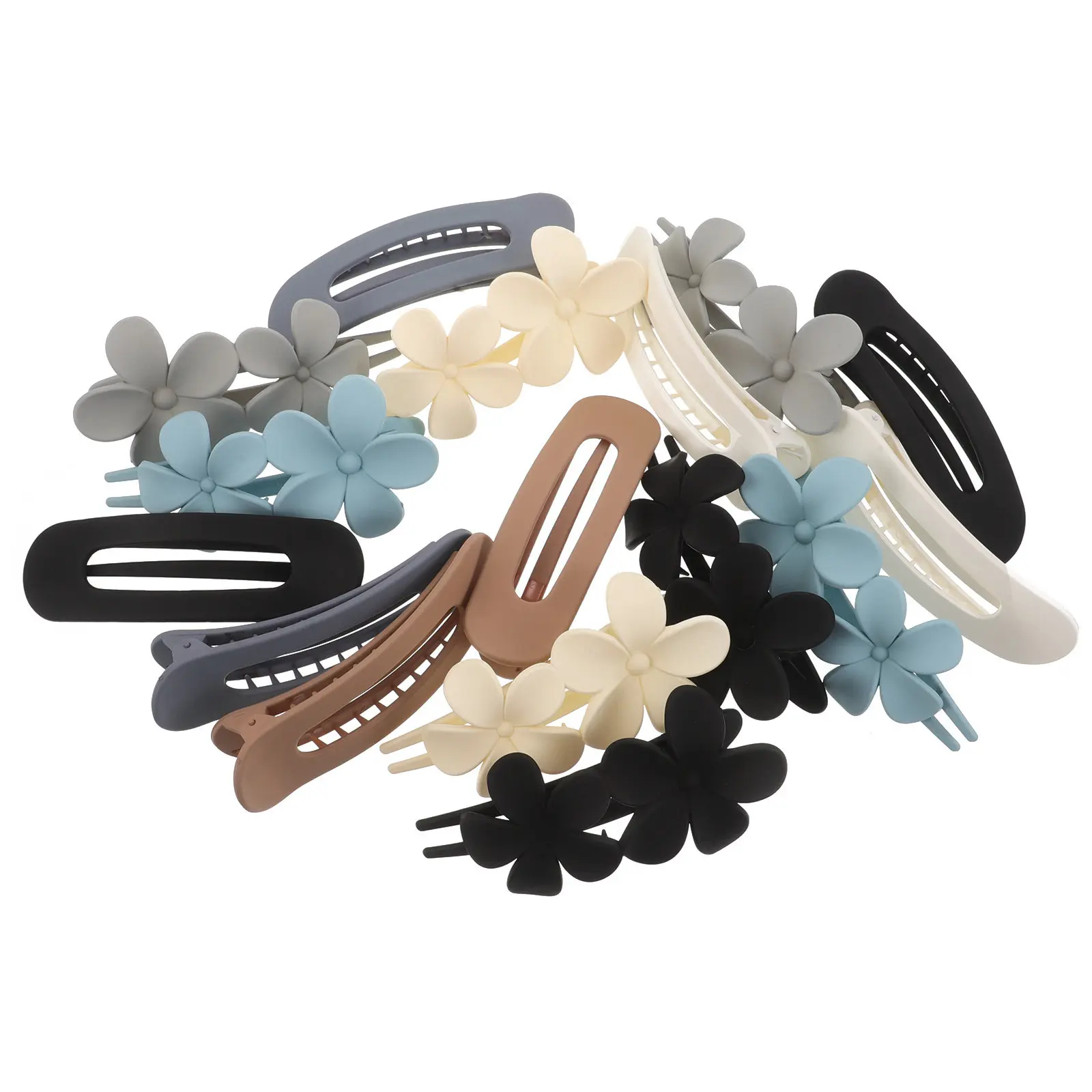 

16Pcs Matte Flower Hair Clips Stylish Metal Flower Claw Clip Set for Secure Hold Fringe and Loose Hair Daily Wear Special Events