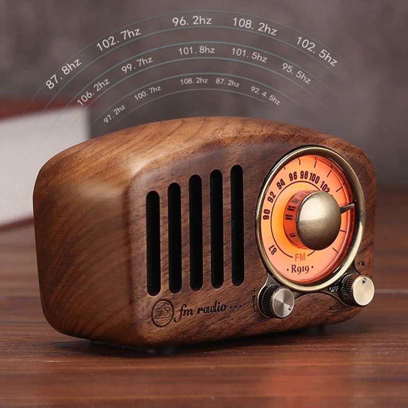 a86g new R919 Retro Radio Bluetooth Speaker, FM Radio with Old Fashioned Classic Style, Bluetooth, TF Card Slot,Walnut Wood