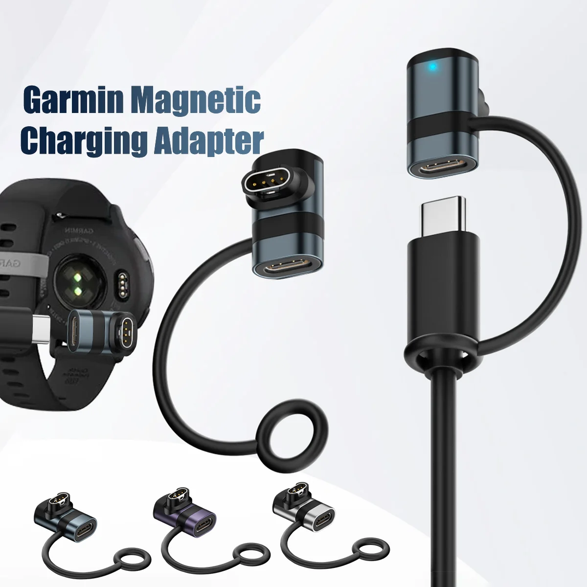    Typ-C-Ladeadapter für Garmin Fenix 7 6 6X 5S 5X Plus/Forerunner/Instinct mit Lanyard Smart Watch Ladekonverter