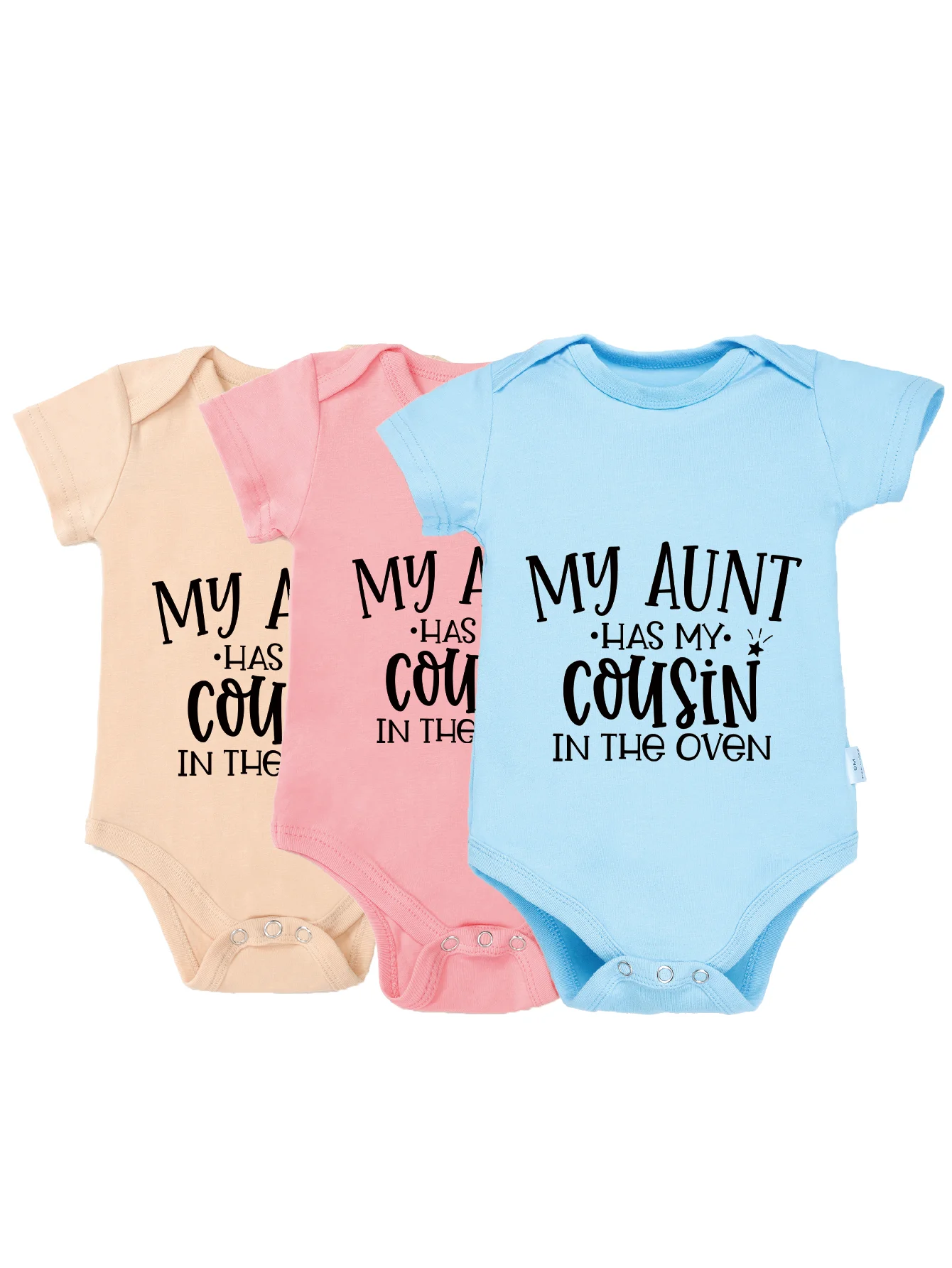 Fashion Clothes My Aunt Has My Cousin In The Oven Print Newborn Short Sleeve Toddler Rompers 0-24M Cute Bodysuit Infant Jumpsuit