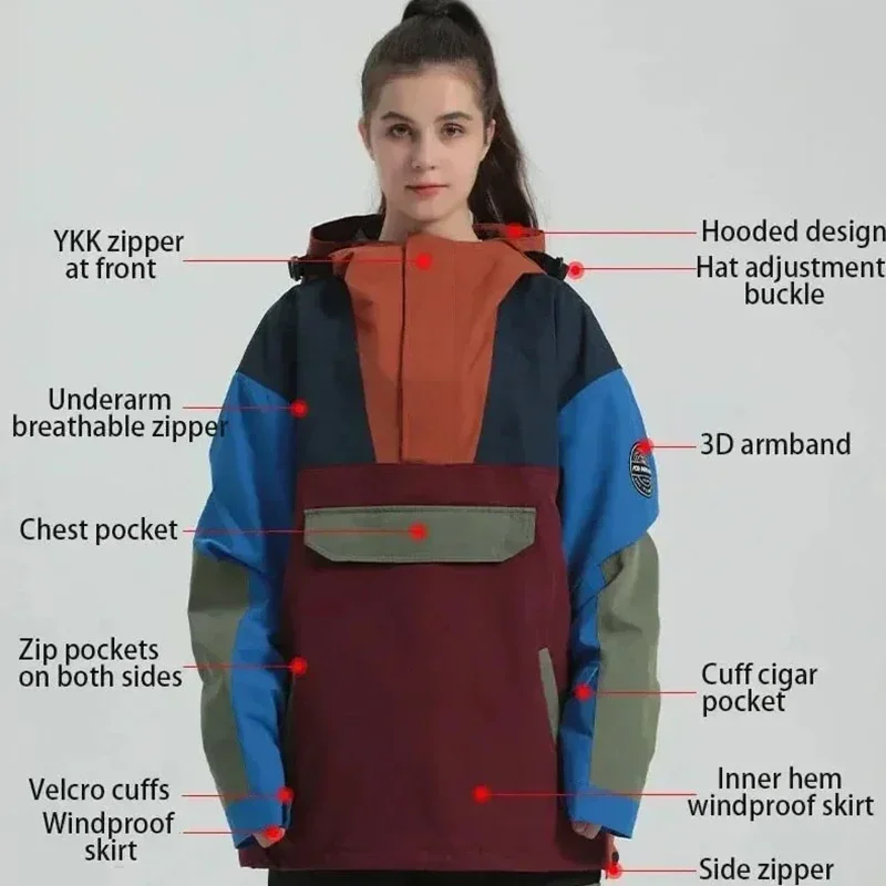 Chaqueta de esquí para hombre y mujer, abrigo a prueba de viento, impermeable, para deportes al aire libre, Tops de Snowboard, 2025