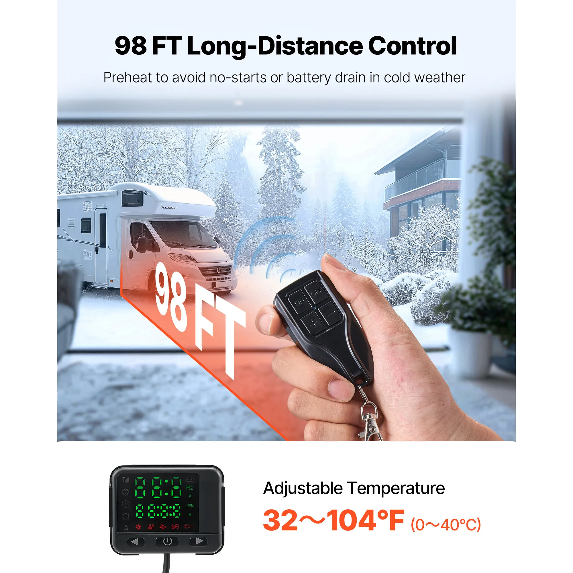 SucceBuy 8KW سخان الهواء الديزل DC12-24V سخان التوقف الديزل مع جهاز التحكم عن بعد إعلان صوتي سخان السيارة صالح لشاحنة RV #4