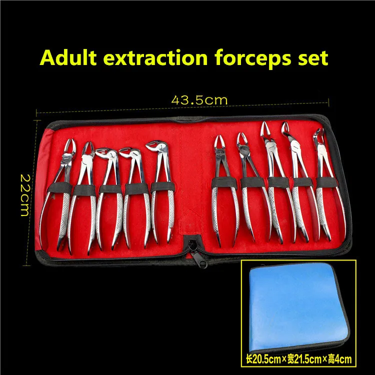 10pcs/set medical Adult Tooth Extracting Forceps Pliers With Toolkit Dental Surgical Extraction Instruments For Dental Clinic