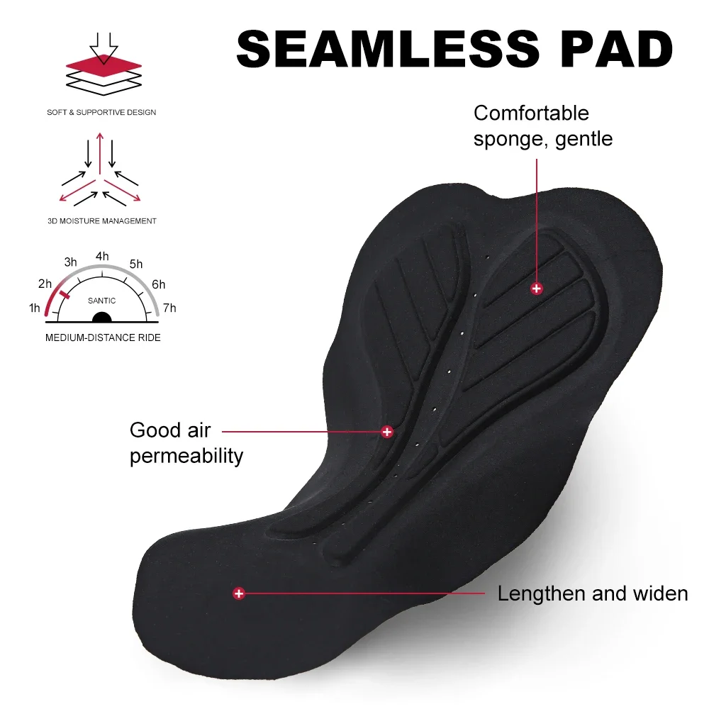 Santic Men's Cycling Bib Shorts Summer Breathable 4D Padded Bike Shorts Moisture-absorbing Stretch Reflective Bib Short Pants