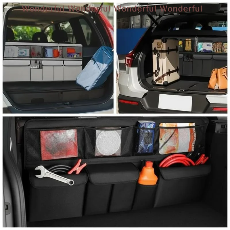 

Large Capacity Car Trunk Bag Mesh Solid Color Backseat Storage Bag Car Interior Storage Bag Auto Organizer Accessories For Most