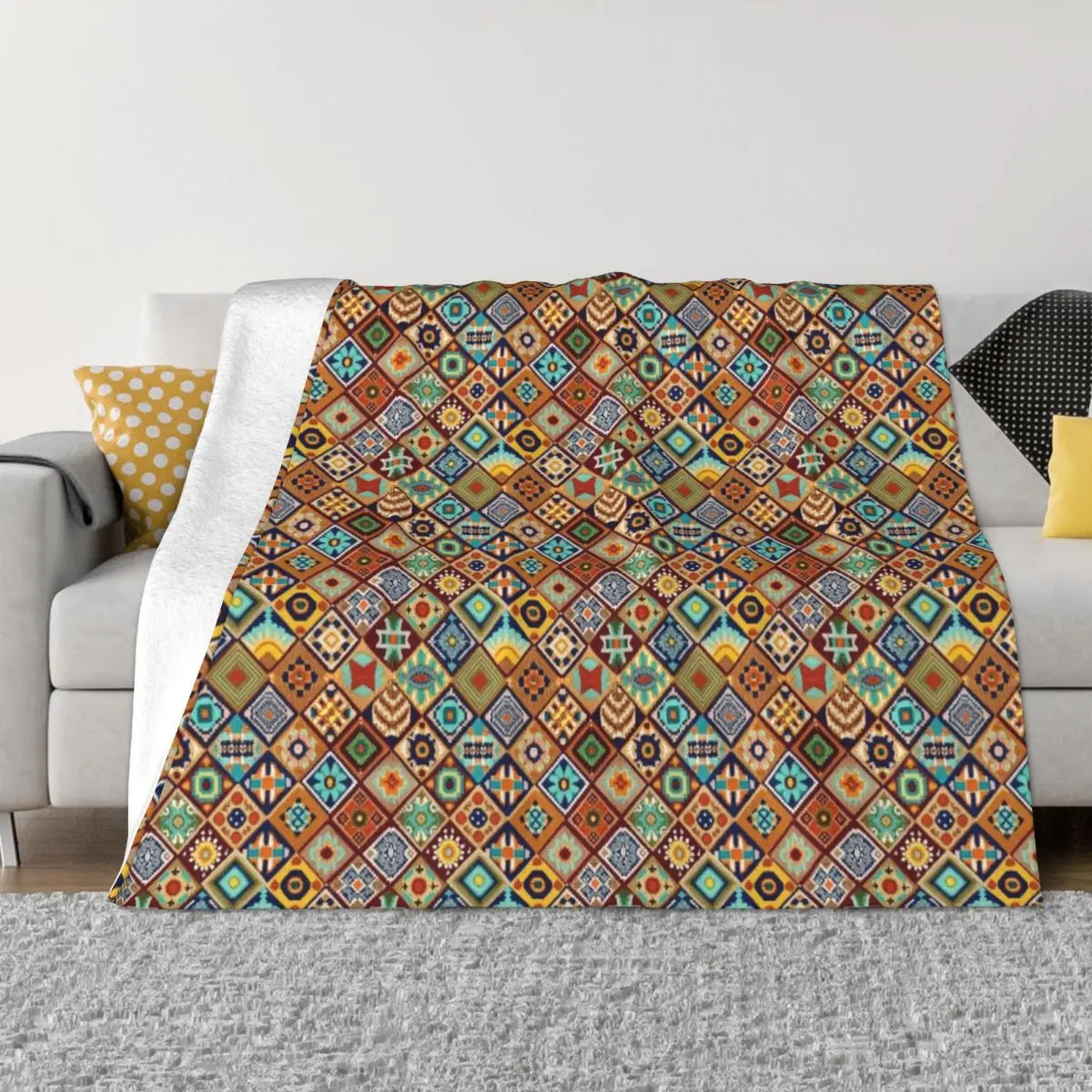 

Aztec Art Tile Mexican Textiles Pattern Mayan Throw Blanket Nap Comforter sofa bed Giant Sofa Blankets