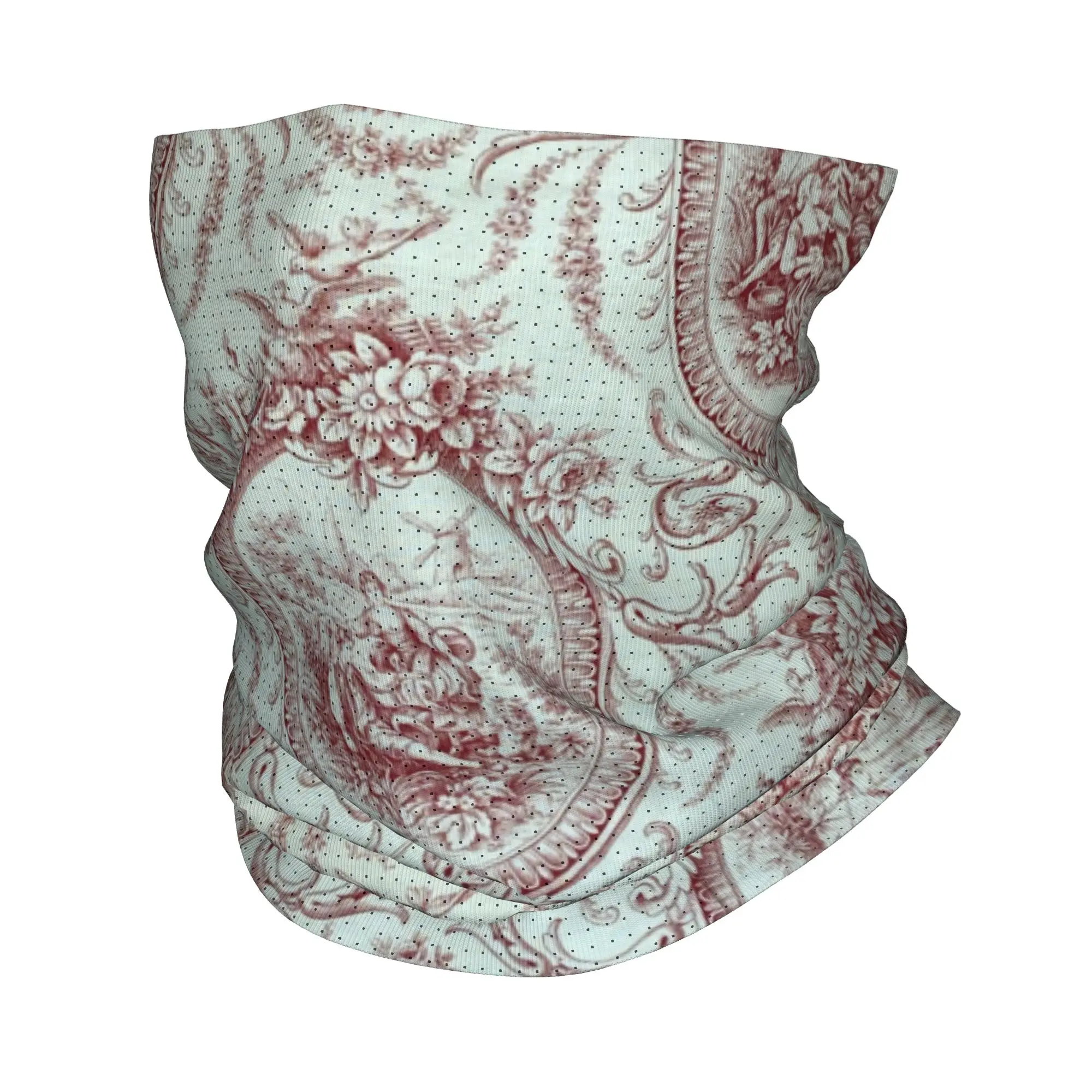 Toile De Jouy Navy Blue Motif Pattern Bandana Neck Gaiter for Ski Running Wrap Scarf Traditional France Art Headband Warmer