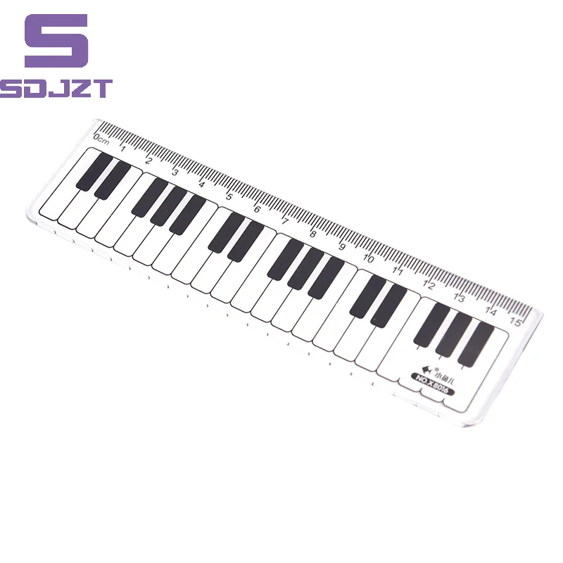1Pc Creative Piano Keyboard Ruler 15cm Black And White Plastic Straight Ruler Learning Stationery Measurement Supplies