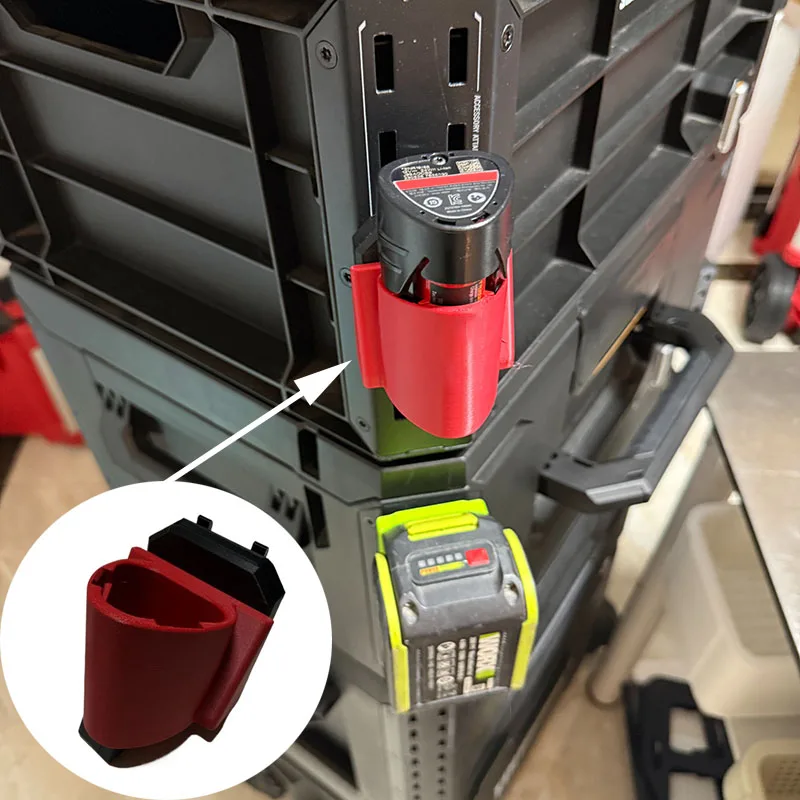 Battery Storage Base Suitable for TOUGHBUILT Toolbox Corner Hole for Milwaukee/WORX/DEVON Batteries Storage Bases Quick Install