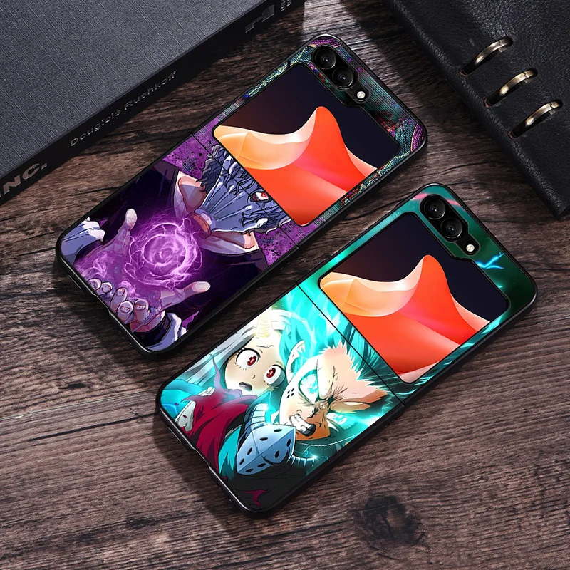 Phone Case for Samsung ZFlip6 5G Z-Flip5 My Hero Academia deku Galaxy Z Flip4 Flip3 Flip 6 5 4 3 Shell Black Cases Cover