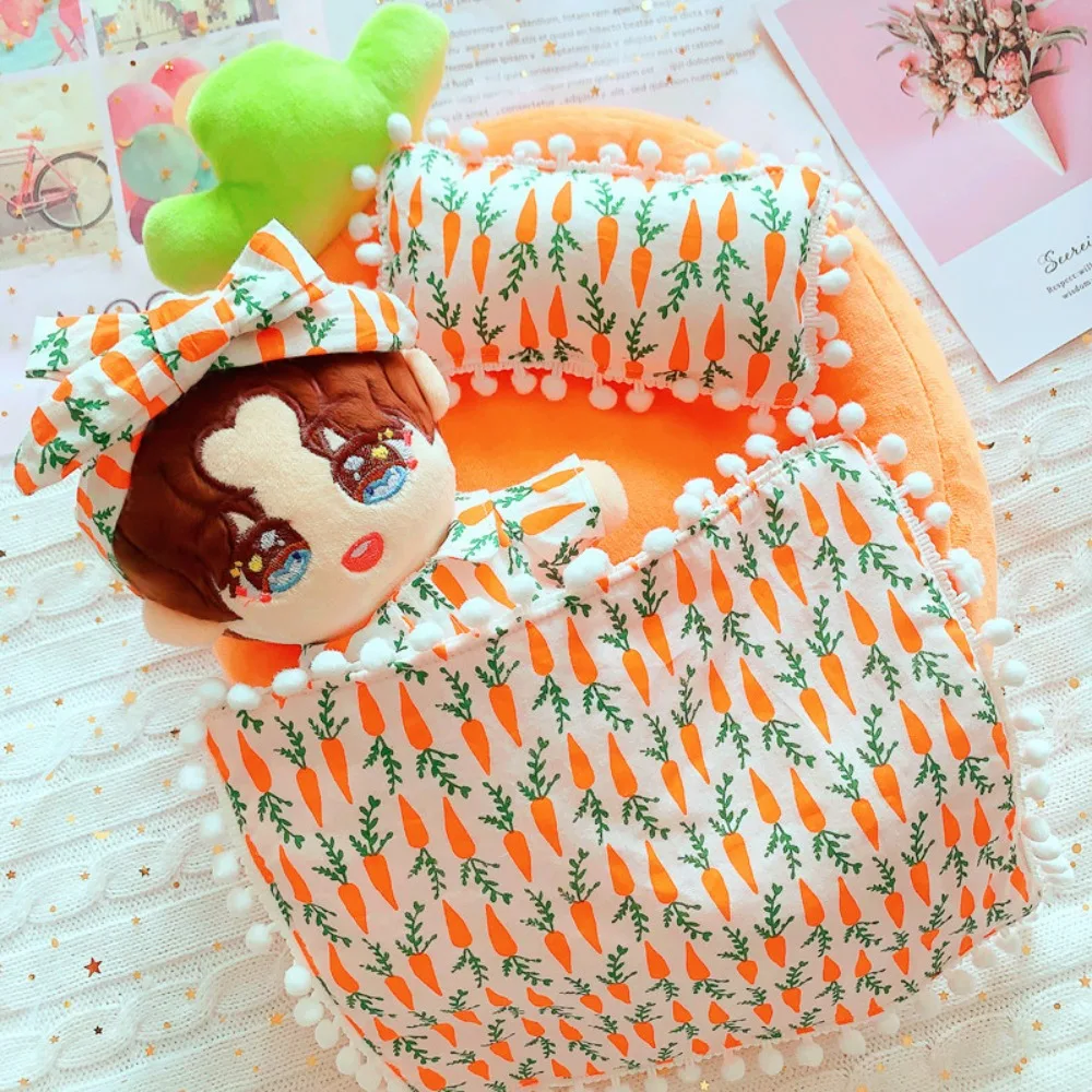 Three-piece Dollhouse Miniature Bed Furniture Toy Miniature 1:12 Doll Lovely Sleeping Bag Pillow Quilt Plush Doll Bedding