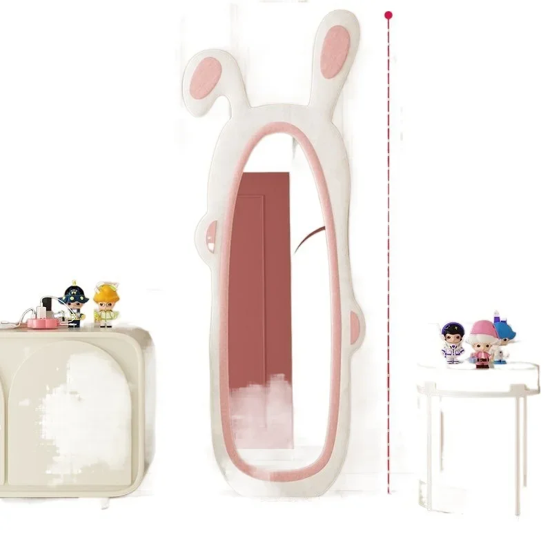 Cartoon rabbit full-body mirror, household light luxury full-length mirror, girls' bedroom special-shaped mirror