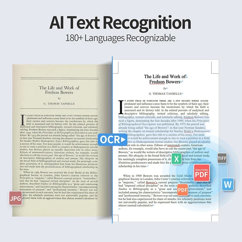 CZUR Shine Scanner per documenti portatile ultra intelligente Scanner per libri USB con OCR automatico piatto e desktop, fotocamera per desktop/laptop