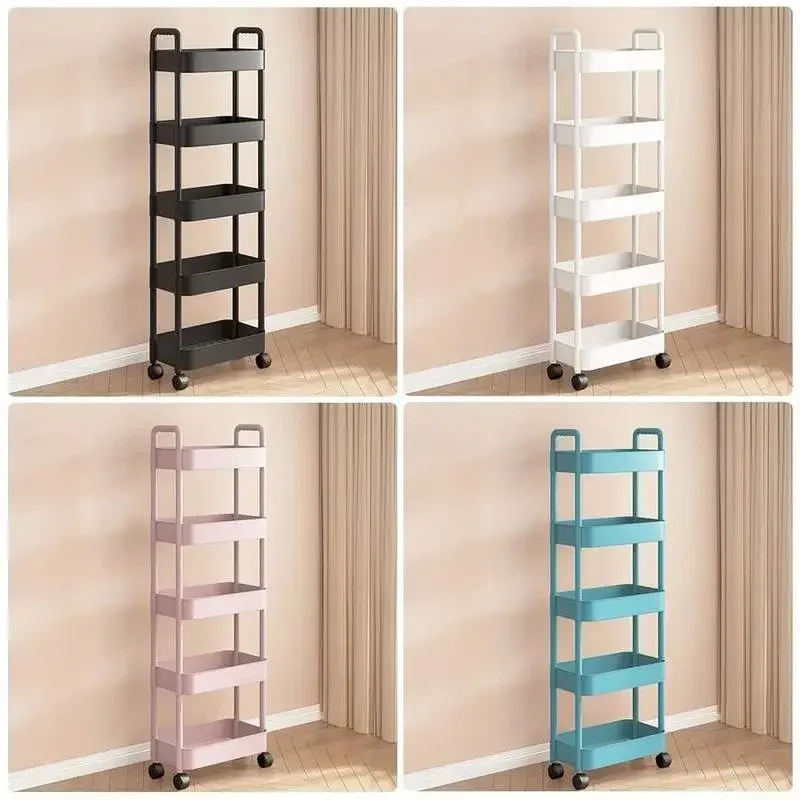 Modern and simple 5-/4-/3-tier rolling cart with handrail, suitable organizing household items such as