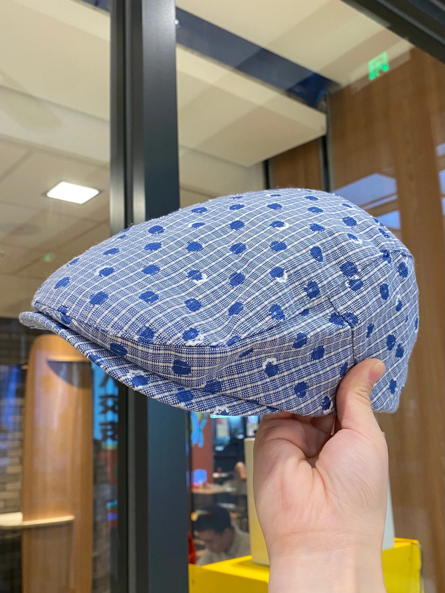 retro-polka-dot-stripe-women's-spring-autumn-versatile-small-face-duckbill-beret-hat-octagonal-painter-cap-casual-polyester-f