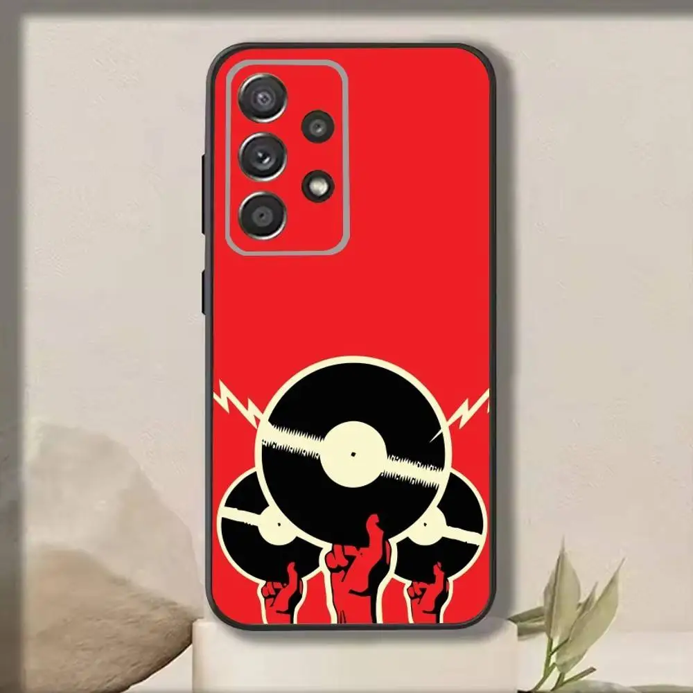 เคสโทรศัพท์ลายแผ่นเสียงไวนิล V-Vinyl สำหรับ Samsung S25,S24,S21,S22,S23,S30,Ultra,S20,Plus,Fe,Note,10,9,5G สีดำ