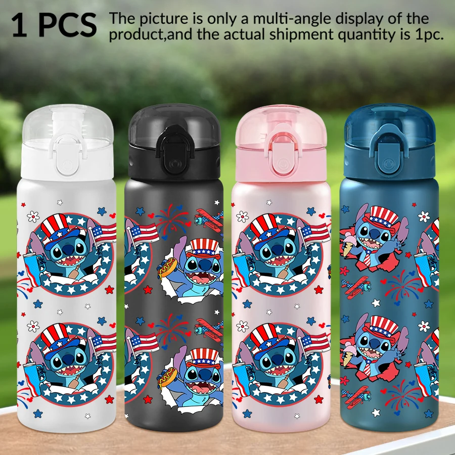 

1 шт., пластиковая бутылка для воды Disney Stitch с фейерверком, 26 унций, спортивная чашка для воды на открытом воздухе, подарок на день рождения/сзад в школу