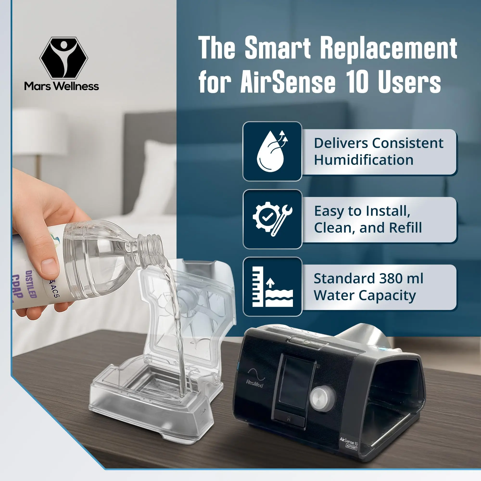 غرفة مائية بديلة من Everness لآلات Philips AirSense 10 & AirCurve 10 CPAP، ختم متين واستخدام طويل الأمد