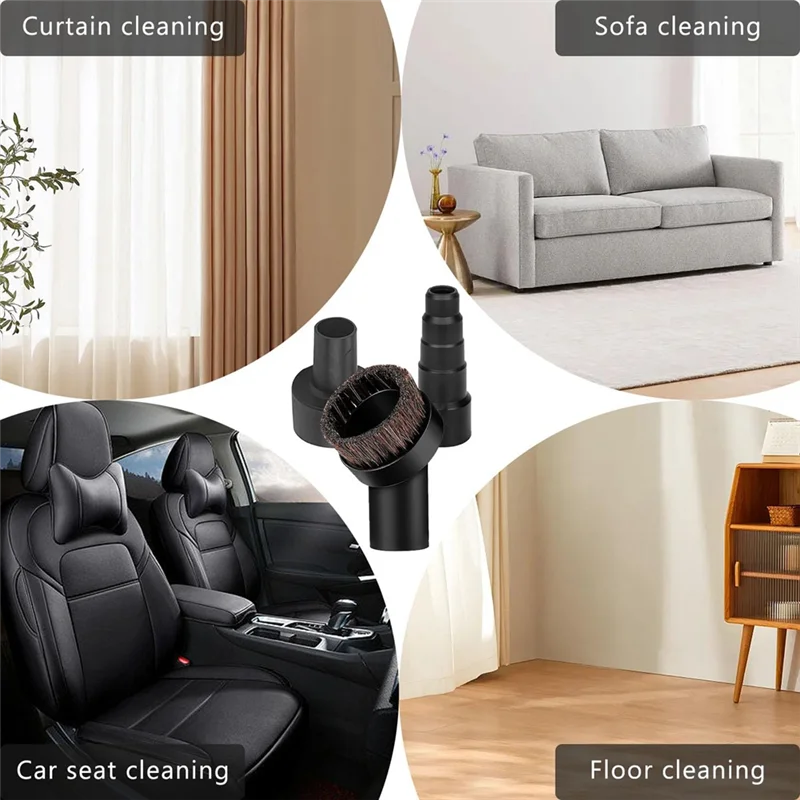 

Vacuum Brush Attachment 1 1/4 Inch Round Soft Horse Hair Vacuum Brush Bristle With 2 1/2 Inch To 1 1/4 Inch Hose Adapter-Y48A