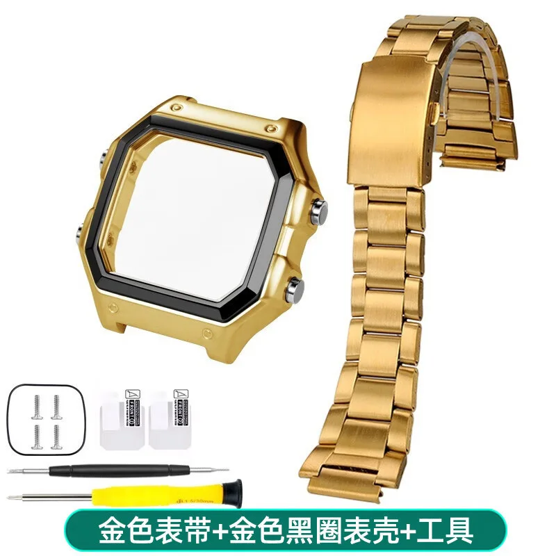 AE-1200 Gehäuse mit Spiegelglas für Casio AE1200/AE1300, modifiziertes Metall-Edelstahlgehäuse mit wasserdichter Ringschraube und Werkzeug 10