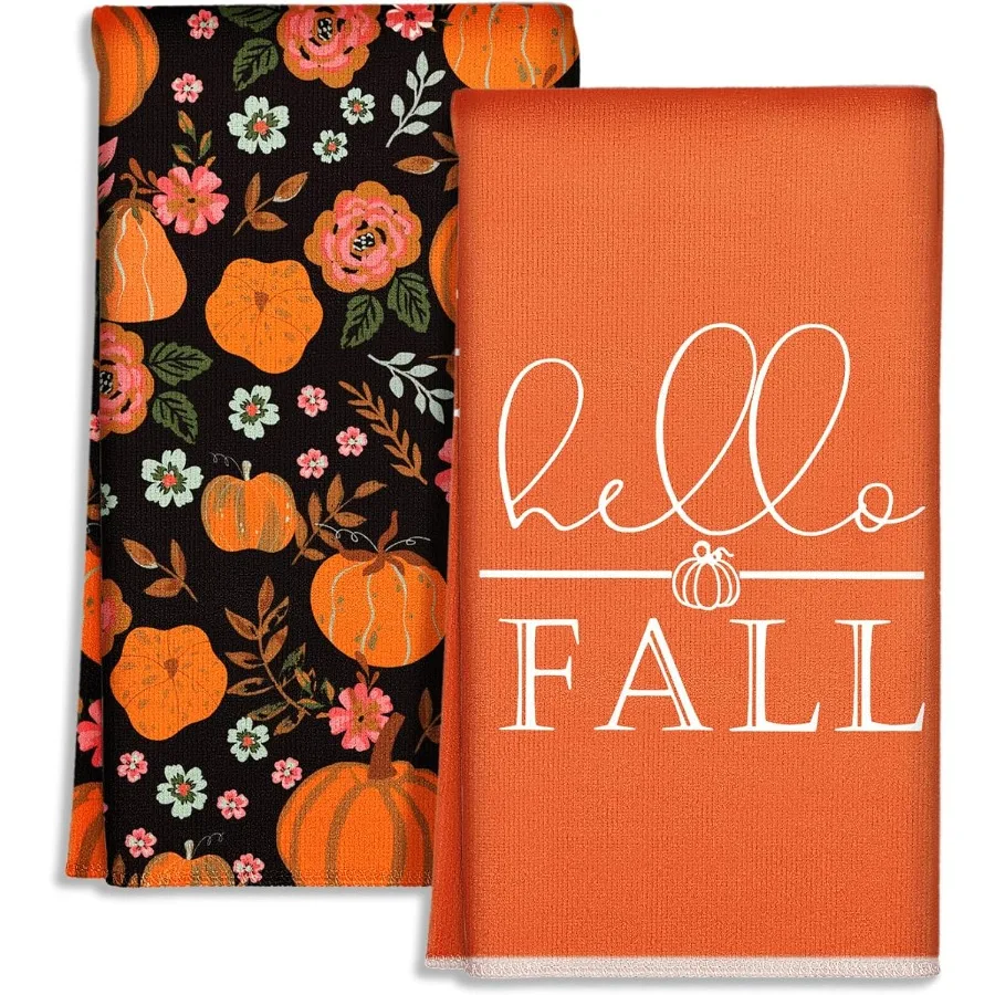 

Fall Kitchen Towels Set of 2 - Fall Kitchen Dish Towels 18x26 Ihes Microfiber Decorative Autumn Themed Towel for Thanksgiving H