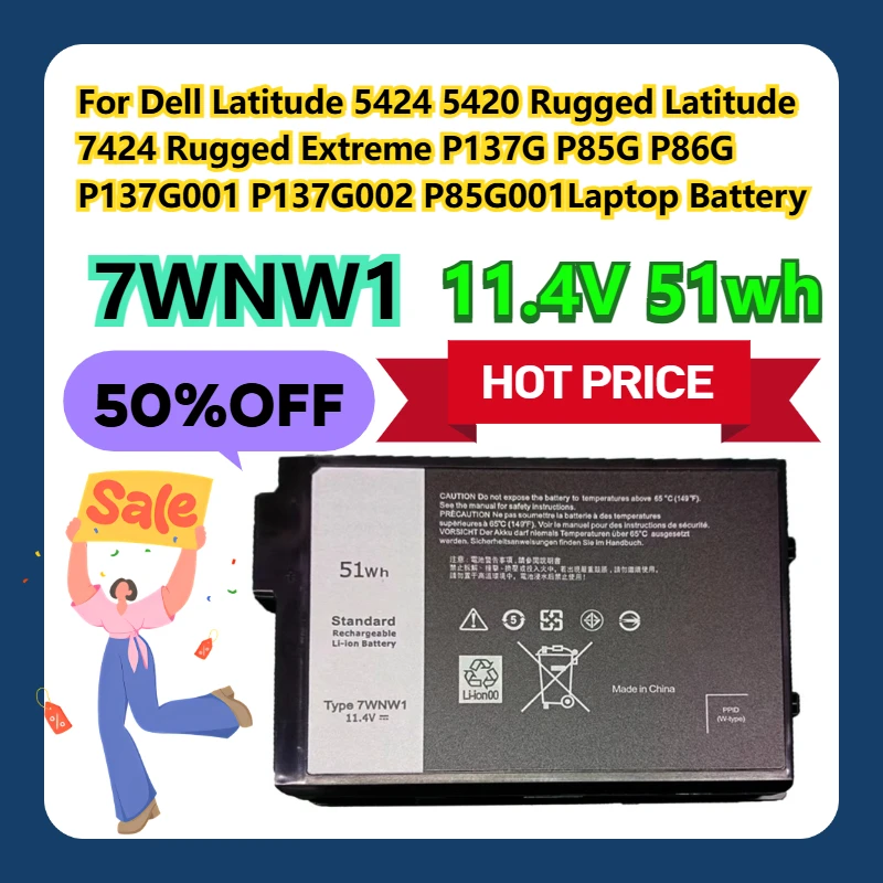 

For Dell Latitude 5424 5420 Rugged Latitude 7424 Rugged Extreme P137G P85G P86G P137G001 P137G002 P85G0017WNW1 Laptop Battery