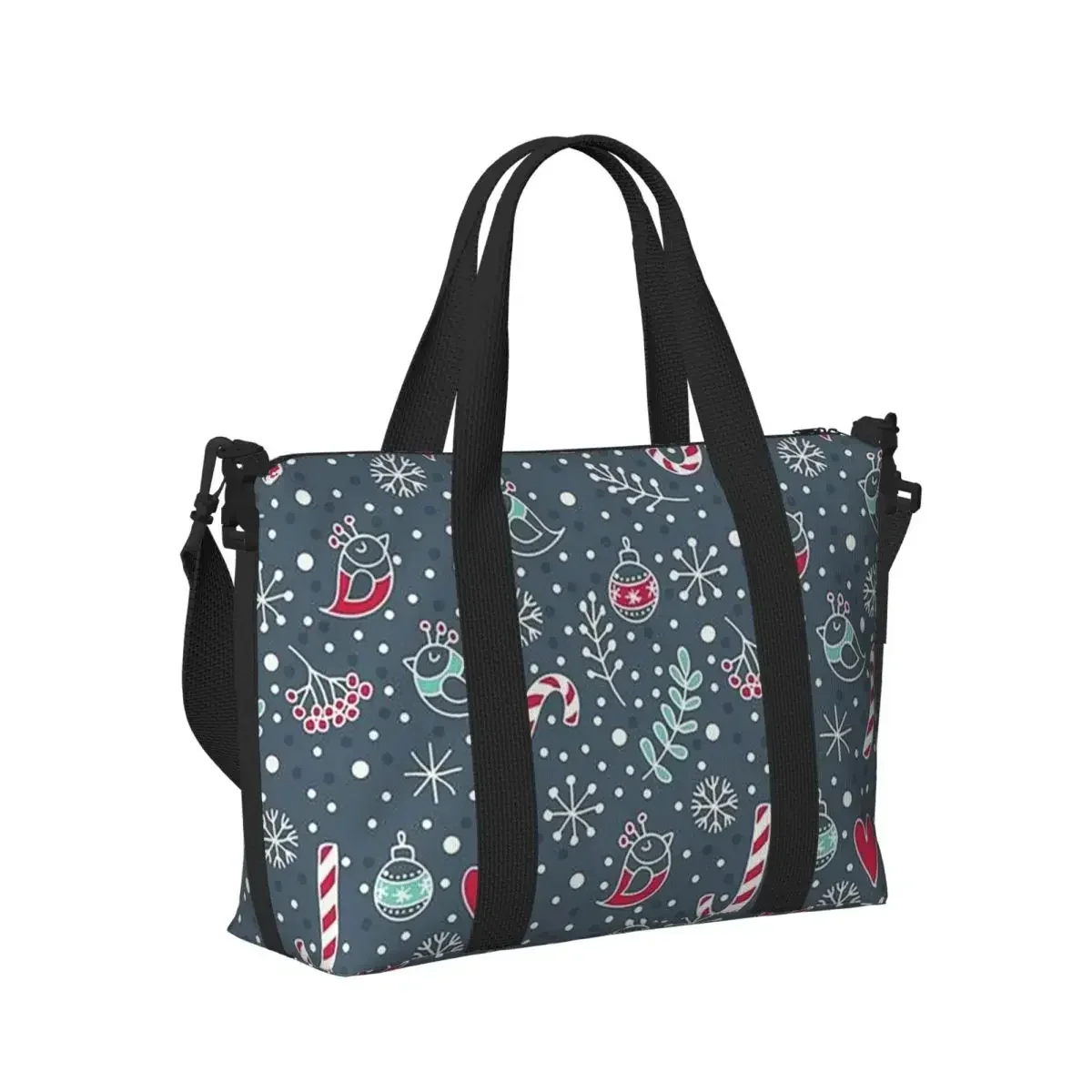 Christmas Santa Claus Deer Winter Snowflake Ho Beach Travel Bag Tote Bags for Gym Yoga Women Shopping Duffle Shoulder Bag