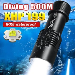 Upgraded XHP199 Professional Scuba Diving Flashlight Underwater Lantern Powerful Diving Torch IPX8 Waterproof Dive Light 26650