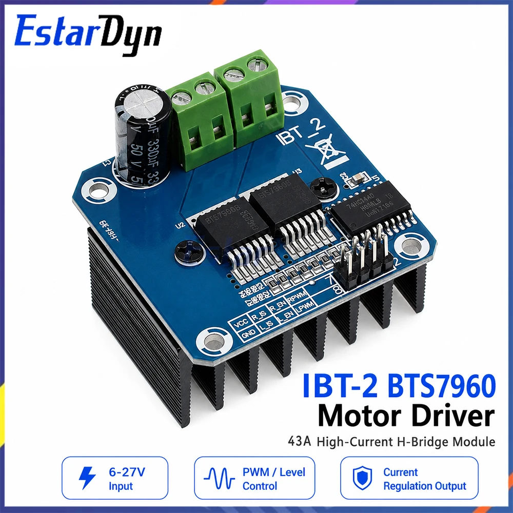 Estardyn BTS7960 43A High Power H-Bridge DC Motor Driver Module PWM Speed Controller Current Limiting Car Robot TEC Cooling