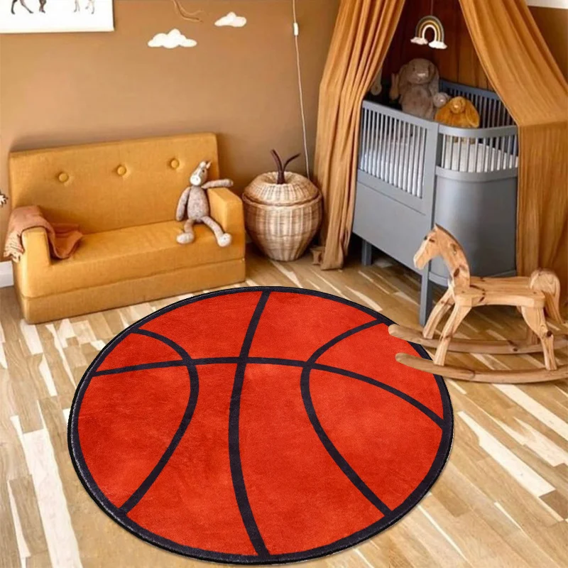 

Round Basketball Rug – Perfect For Bedroom, Living Room, Office, And Sports Room Decor