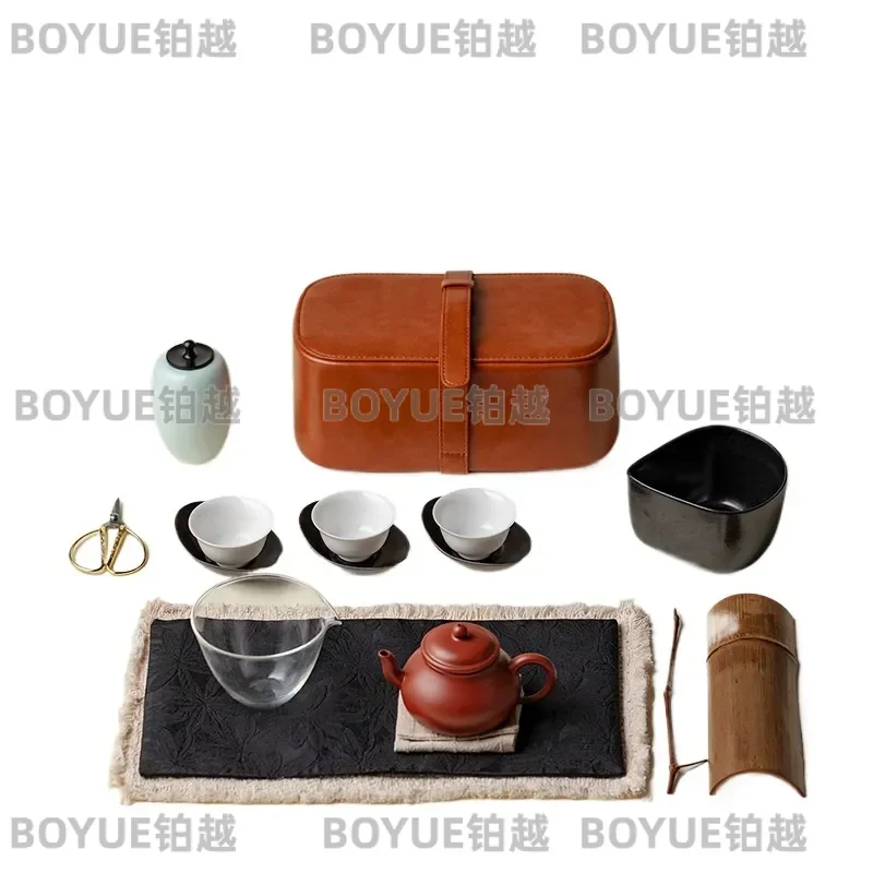 Miyan car outdoor travel tea set portable complete set storage kung fu tea set purple clay pot