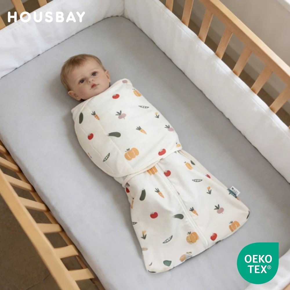 ベビー寝袋-取り外し可能なラップ付き-新生児用-0-6ヶ月-100-コットン-ソフト-夏用-薄手-通気性-ベビー寝袋-アニマルプリント