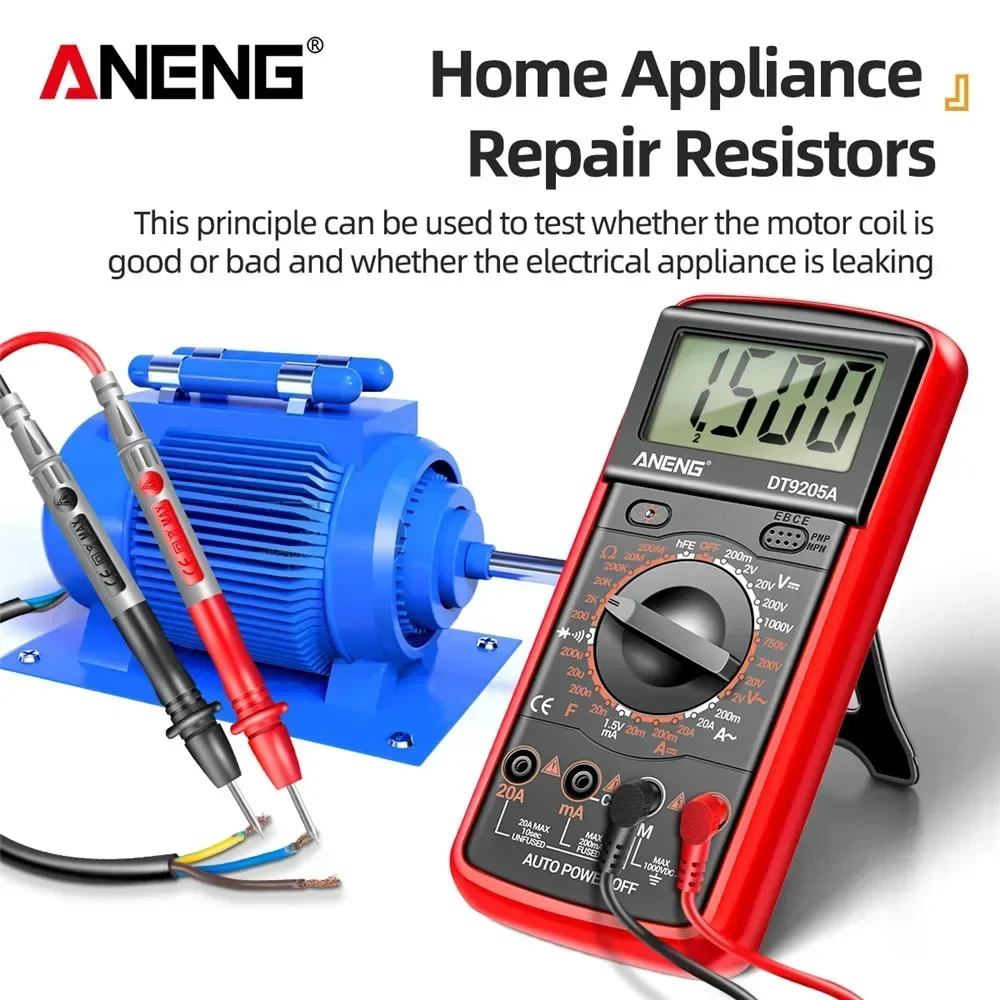 ANENG DT9205A-12 Multímetro Profesional Digital 1999 contagens Tensão atual Tester Elétrico Ohm Capacitância DiodoTest Ferramenta