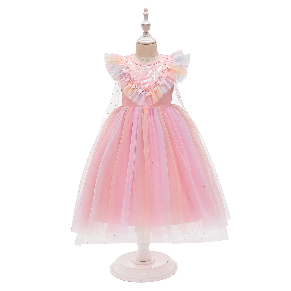 Klassisches Schneeprinzen-Partykostüm für Mädchen, Karneval, Halloween, Weihnachten, Tüll-Geburtstagskleid, Ballkleid, Mädchen-Cartoon-Kleid – Detail 2