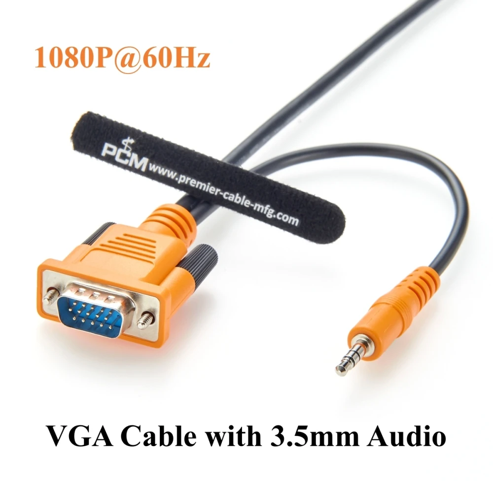 

VGA SVGA Monitor Cable with 3.5mm Stereo Audio HD15 VGA Male to Male Video Cable 1080P@60Hz Full HD for HDTV, Projector, PC