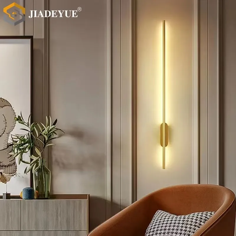 

Modern long led wall lamp golden home decoration bedroom living room surface mounted sofa background wall lamp interior