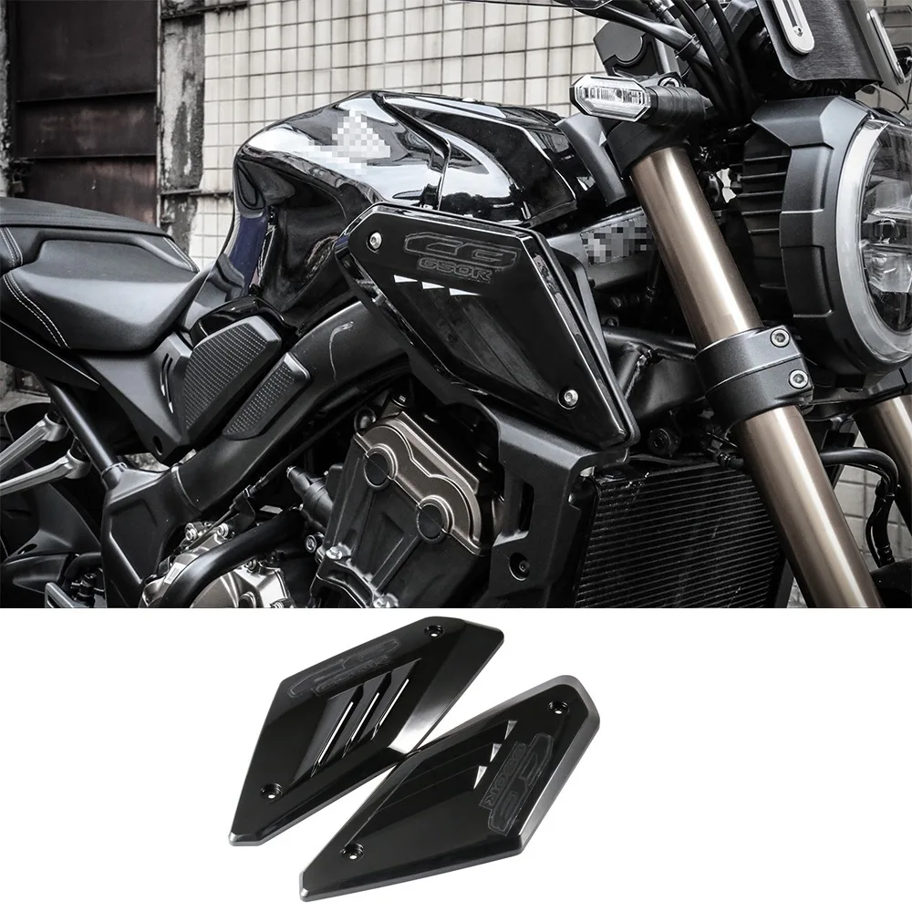 Gloss Black Motorcycle Frame Side Panel Guard Cover Shell Intake Pipe Protector for CB650R 2019 2020