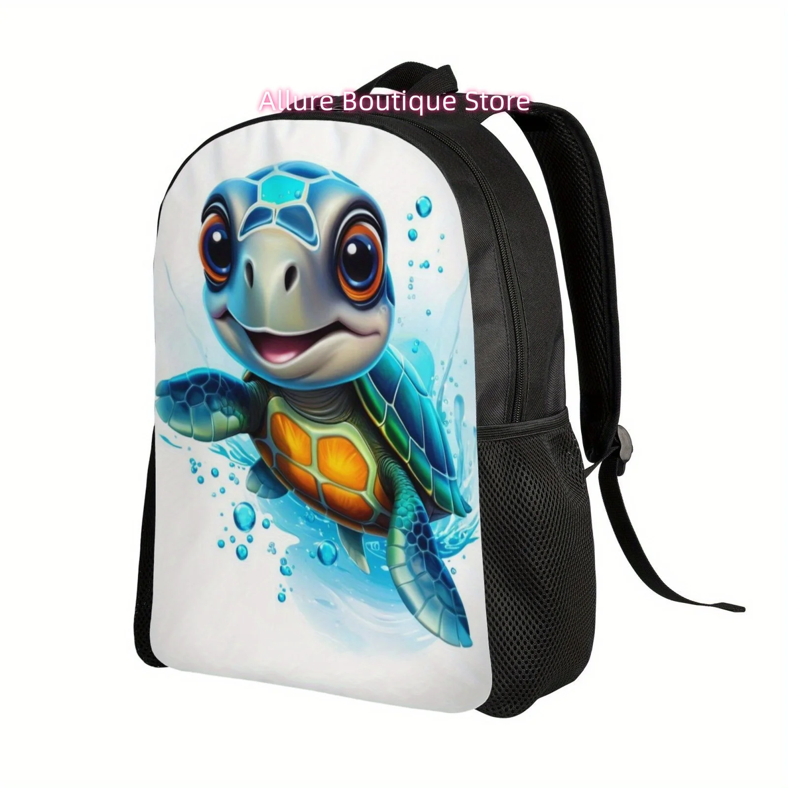 Little Sea Turtle Print Casual Tablet Bag For College & Outing, Adjustable Schoolbag For Teens, Campus Backpack For Student