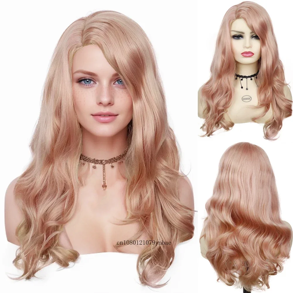 

Synthetic Pink Halloween Cosplay Wig for Women Girls 24 Inch Long Curly Wigs Carnival Party Charming Anime Wigs Heat Resistant